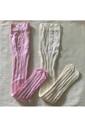 2'Lİ Kız Çocuk Desenli Külotlu Çorap ( 80 DEN Orta Kalın Mevsimlik Külotlu Çorap ) Pembe & Vanilya