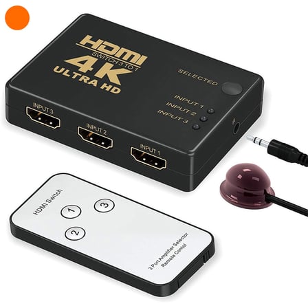 Lunatic 7032 Hdmi Switch 3 Port Çoklayıcı Kumandalı HDMI 3 Giriş 1 Çıkış 4K*2K 3 Port 3×1 HDMI Ultra