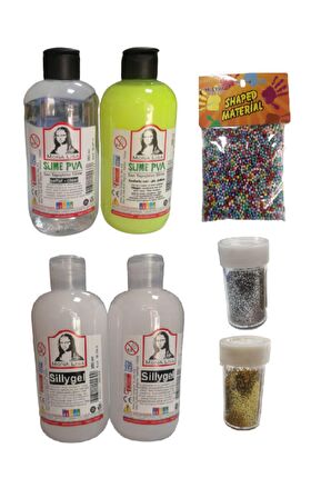 Slime Slaym Yapma Seti 250ml* 4 adet + Toz Sim 2 Adet + Köpük