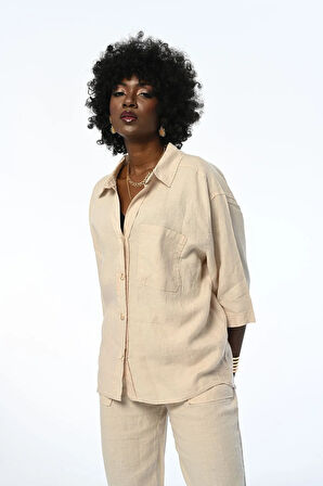 KADIN TEK CEPLİ RAHAT KALIP GÖMLEK