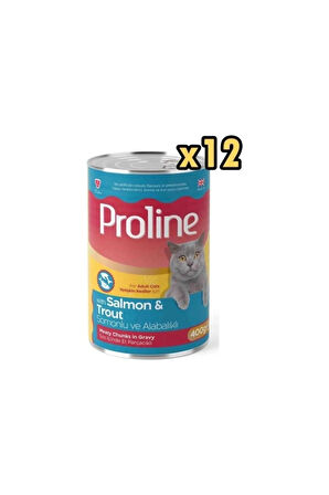 Proline Somonlu ve Alabalıklı Gravy Yetişkin Kedi Konserve Maması 400 gr x 12 adet