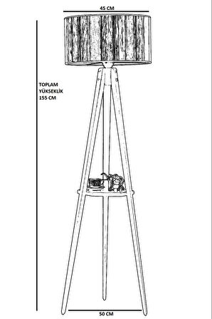 SEHPALI TRİPOD SİYAH SİLİNDİR RATTAN ABAJURLU LAMBADER