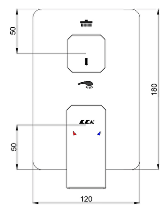 Eca Tiera Ankastre Banyo Bataryası Sıva Üstü Grubu Mat Siyah 2 Yollu 102167205C1-KDE