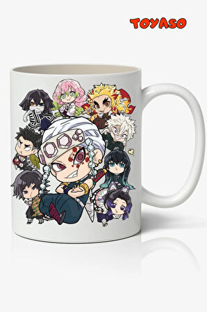 İblis Keser Demon Slayer Karakterler Anime Temalı Beyaz Kupa Bardak Sevgiliye Arkadaşa Hediye v2