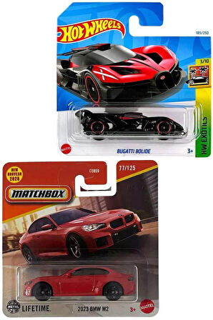 2 Araç BMW Set - Hot Wheels Bugatti Bolide & Matchbox BMW M2 (1/64)
