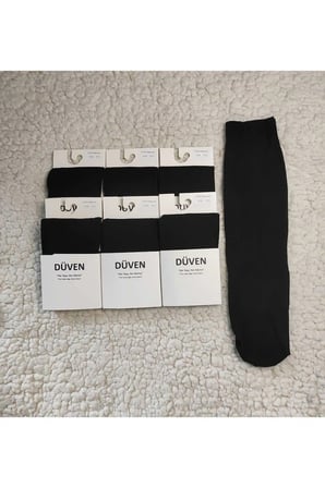 6'li Paket Cotton Dizaltı Mat Extra Yumuşak Siyah Pantolon Çorap