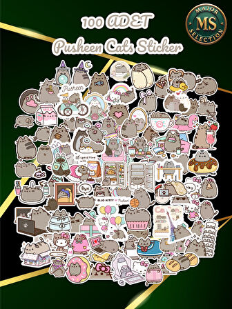 100'lü Sevimli Pusheen Kedi Sticker Seti – Suya Dayanıklı, Renkli ve Eğlenceli Çıkartmalar