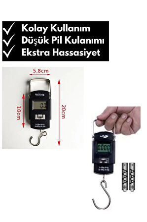 Digital Portable Scale 50 kg Kapasiteli El Tartısı Dijital Renkli LCD Ekranlı Kantar Terazi