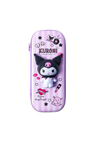 Kuromi Mor Oyuncak Aplikeli Şirin Kız Çocuk Kalem Kutu