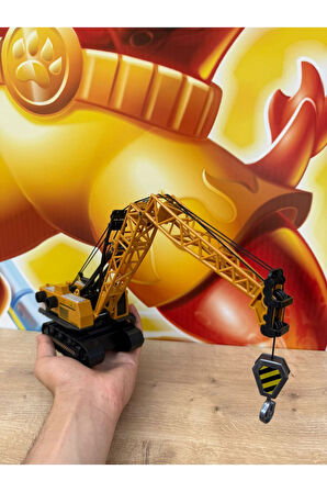 Metal Kule Vinç 1:55 İnşaat Makinası Vinç Ekskavatör Kepçe Metal Oyuncak Iş Makinesi