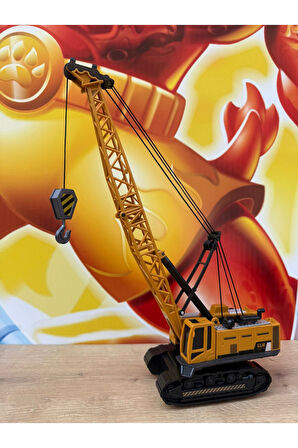 Metal Kule Vinç 1:55 İnşaat Makinası Vinç Ekskavatör Kepçe Metal Oyuncak Iş Makinesi