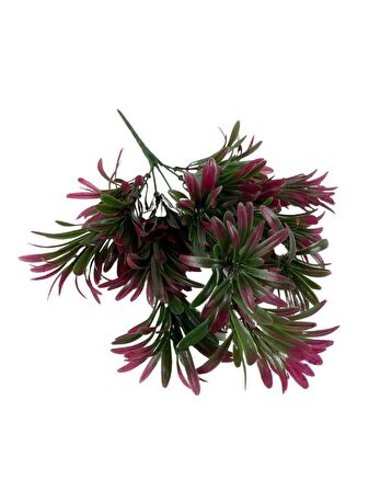 Yapay Çiçek Yeşil Bordo Renk Podocarpus Demeti 7dal 48 Çiçek Garnitür Aradal Dekoratif Yapay Bitki