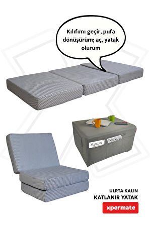 Ultra Kalın Katlanır Sünger Yatak Yer Yatağı Katlanır Yer Minderi Misafir Yatağı 80x180x14   Puantiyeli
