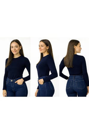 body bisiklet yaka uzun kol örme kumaş viskon kadın body