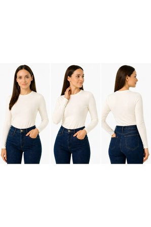 body bisiklet yaka uzun kol örme kumaş viskon kadın body