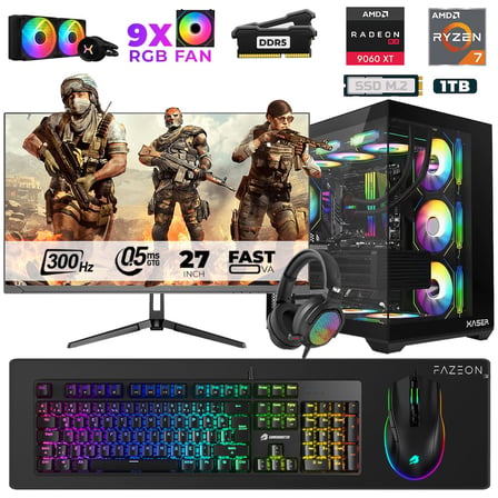 Xaser Star X570 Ryzen 7 7800X3D 16GB Ram 1TB M.2 NVMe SSD 16GB RX9060XT 27" 300Hz Oyuncu Bilgisayarı