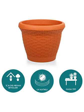 Omnipazar SO-HS01 Plastik Hasır Desenli Dekoratif Saksı 3.3 Litre No 1