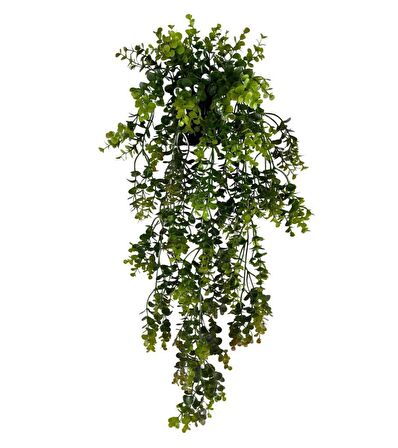 Yapay Çiçek Saksıda Sarkan Şimşir Kahverengi Yeşil Okaliptus Yapay Sarmaşık 60cm