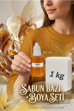 1 KG Opak Sabun Bazı + 30 ML Sarı Sabun Boyası | Canlı Renkli El Yapımı Sabun Yapım Seti