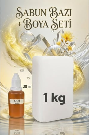 1 KG Opak Sabun Bazı + 30 ML Sarı Sabun Boyası | Canlı Renkli El Yapımı Sabun Yapım Seti