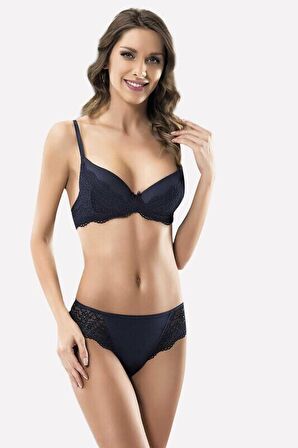 Lacivert Dantelli Sütyen Külot Takımı