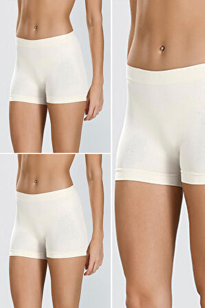Beyaz Taktel 3Lu Dikişsiz Mini Şort