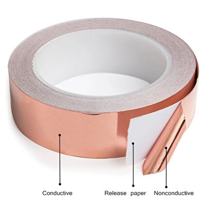 Four Season 5 Mm x 20 Mt Tek Taraflı Iletken Bakır Folyo Kapton Bant Cep Telefonu Gitar Salyangoz Kovucu