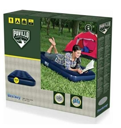 Bestway Pavillo 67000 Mavi Tek Kişilik Şişme Yatak Kamp 185X76X22 cm