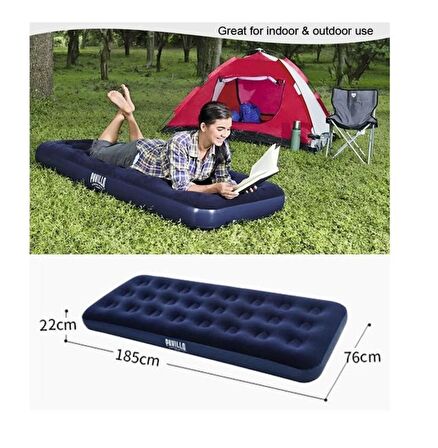 Bestway Pavillo 67000 Mavi Tek Kişilik Şişme Yatak Kamp 185X76X22 cm