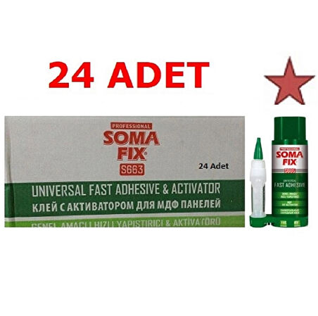 Somafix 24 Adet 400 + 100 ml Somafix Şeffaf Süper Hızlı Yapıştırıcı Çift Komponentli Şok Mdf Kit Yapıştırıcısı