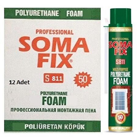 Somafix 12 Adet 750 ml- 850 Gr Poliüretan Köpük Çelik Kapı Pencere İzolasyon Montaj Dolgu Pu Köpük