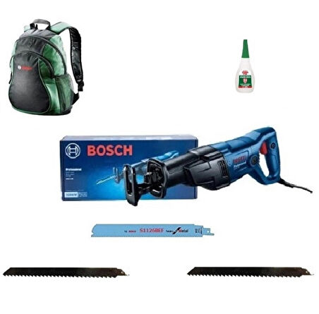 Bosch Gsa 120 Tilki Kuyruğu Testeresi + 3 Bıçaklı + Sırt Çantalı + Yapıştırıcı + Gözlük Seti