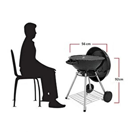 Blooma Russel Ayaklı Kömürlü Mangal 56 cm Yuvarlak