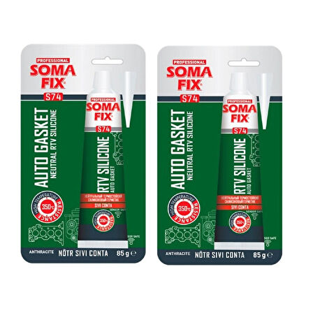 2 Adet Somafix 85 ml Tüp RTV Silikonu Antrasit Gri