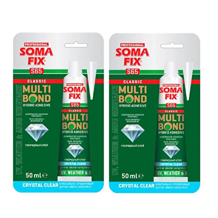 2 Adet Tüp 50 ml Somafix Multi Bond Hibrid Sıvı Çivi Yapıştırıcı Şeffaf Kristal