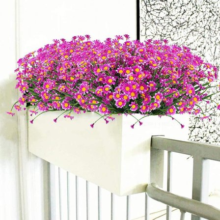 6lı Set Yapay Çiçek Lila Papatya 7 Dallı Plastik Dekoratif Yapay Bitki
