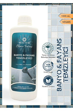 BESTTEM BANYO FAYANS TEMİZLEYİCİ PAS SÖKÜCÜ FAYANS DERZ METAL TEMİZLEYİCİ %100 BİTKİSEL 1000ML