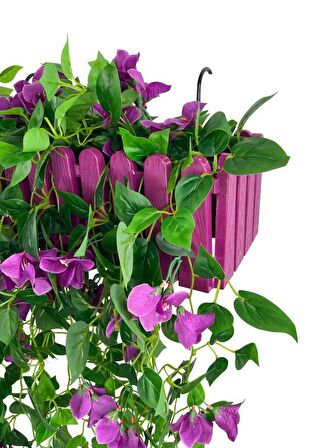 Yapay Çiçek Mor Begonvil li Mor Çit Balkon Saksısı 55*35cm 70cm Sarkar