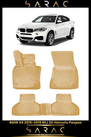 Bmw X6 2016 Model Bej Araca Özel 3d Havuzlu Paspas