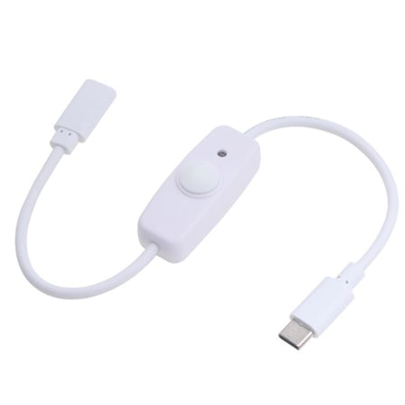 Lunatic 7160 Type C Power Switch Kablo Açma Kapama Düğmeli Dişi Erkek Güç Ara Uzatma Kablosu 30cm