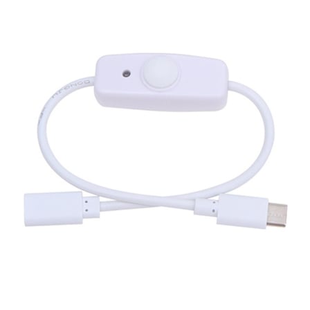 Lunatic 7160 Type C Power Switch Kablo Açma Kapama Düğmeli Dişi Erkek Güç Ara Uzatma Kablosu 30cm