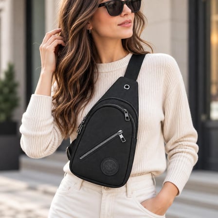 Unisex Siyah Çok Gözlü Çapraz Askılı Body Bag – Günlük Omuz ve Göğüs Çantası
