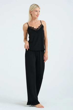 Laperissa Kadın Pijama Alt Üst Takım Siyah Beden 34