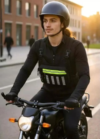 Seventeen Motosiklet Bisiklet Scooter Ön ve Arka Reflektörlü Göğüs Çantası 3 Gözlü