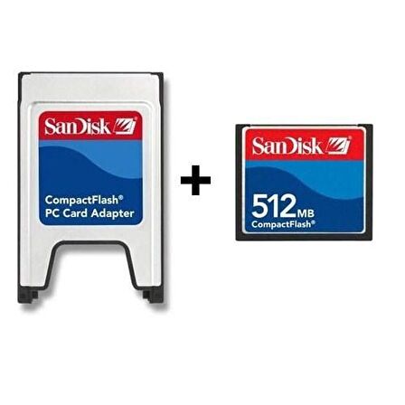 SANDİSK PCMCIA-CF COMPACT FLASH ADAPTÖR + 512MB COMPACT FLASH KART