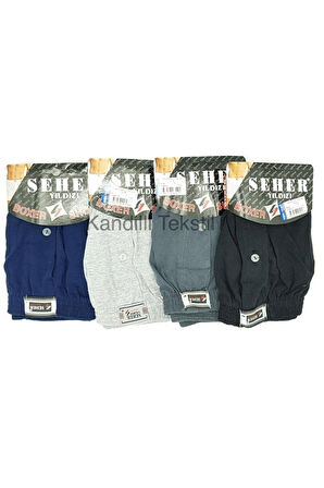 6 Adet Yıldızı Pamuklu Penye Düğmeli Erkek Boxer