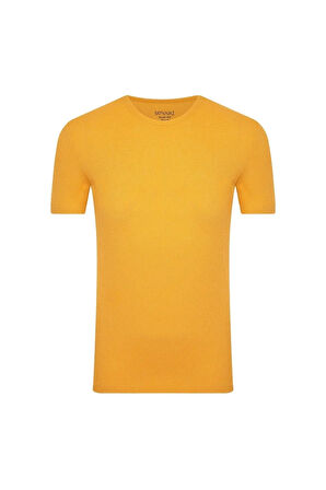 O Yaka Slim Fit Petek Sarı Erkek T-shirt