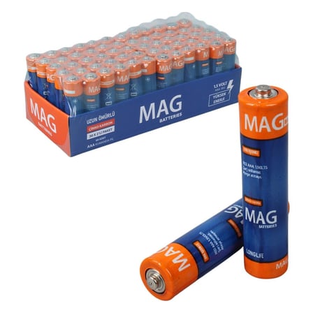 Parcbeny 29172 60 Adet MAG BATTERIES MG-26172 KARBON ÇİNKO AAA 60'LI İNCE KALEM KUMANDA PİLİ (R03 UM-4)