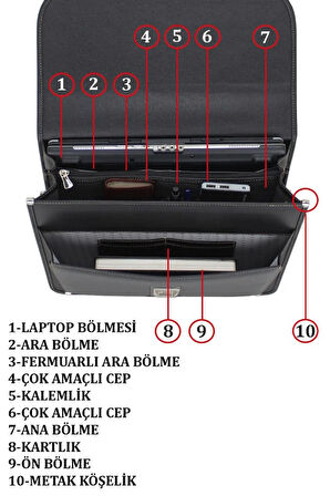 Case Club 2002 Laptop Evrak El Çantası 15.6 inç Busines 5 Bölmeli Su Geçirmez Notebook Çantası