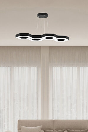 Catena ( Siyah Kasa, 4000k Işık Rengi ) Ledli Modern Led Sarkıt Avize, Salon, Mutfak, Oturma Odası